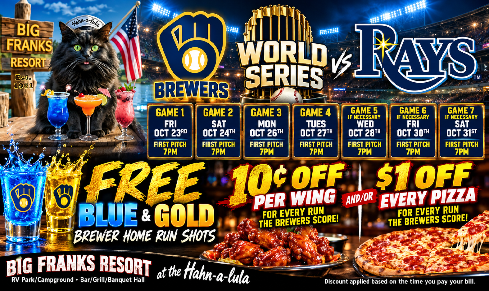 Big Franks Resort menu and bar specials Fremont WI