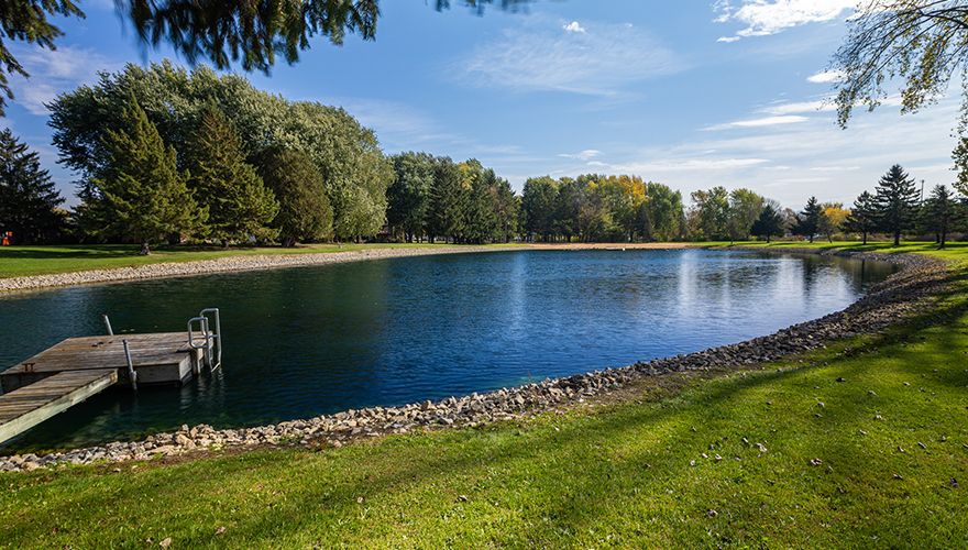 Pond beach and hammocking spots at Big Frank’s Resort